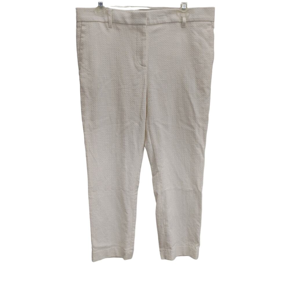 Ann Taylor Pants Devin Fit White Sz 10 Cropped Textured Woven